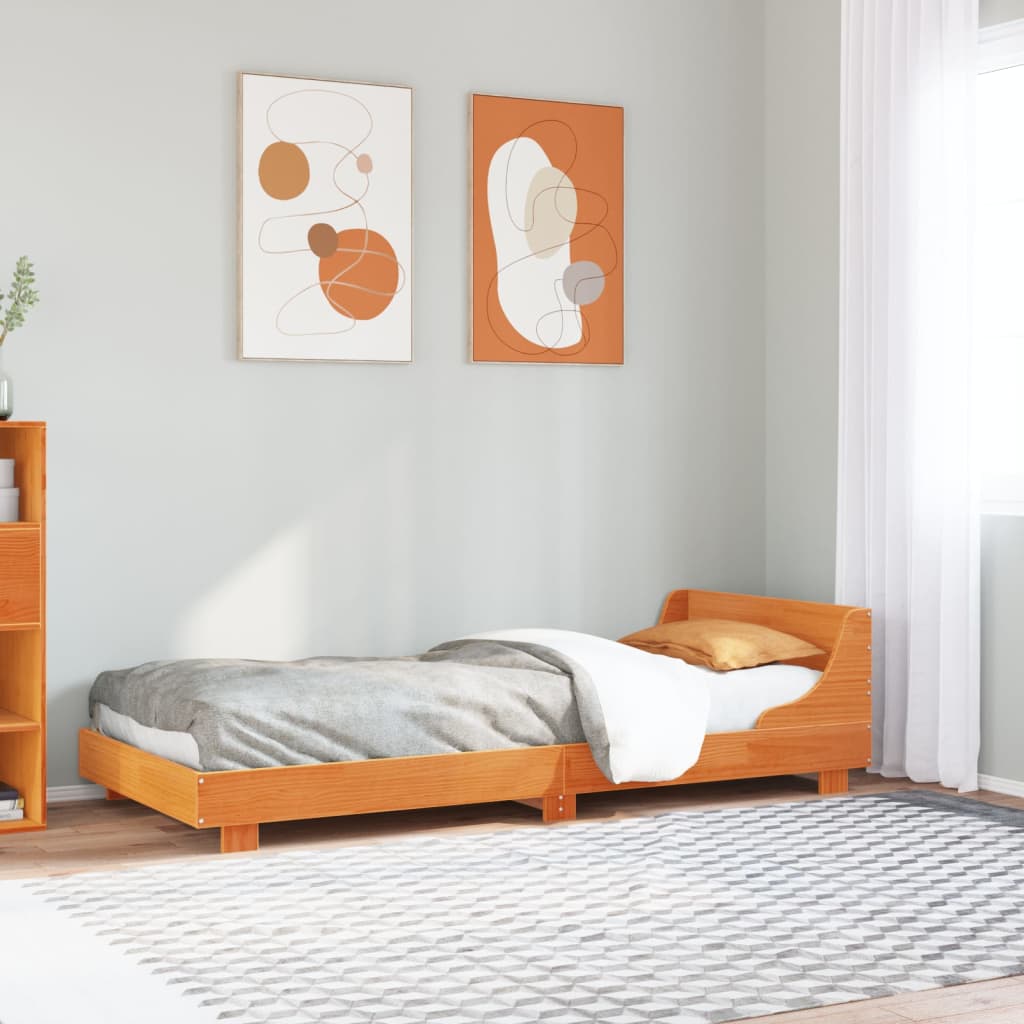 Cadre de lit sans matelas cire marron 75x190 cm bois pin massif - XIOS