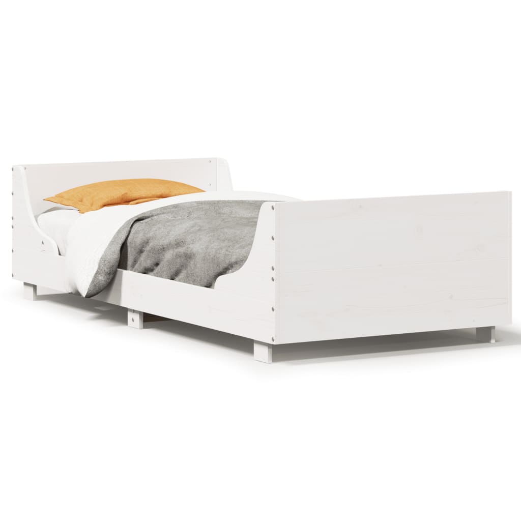 Cadre de lit sans matelas blanc 100x200 cm bois de pin massif - XIOS