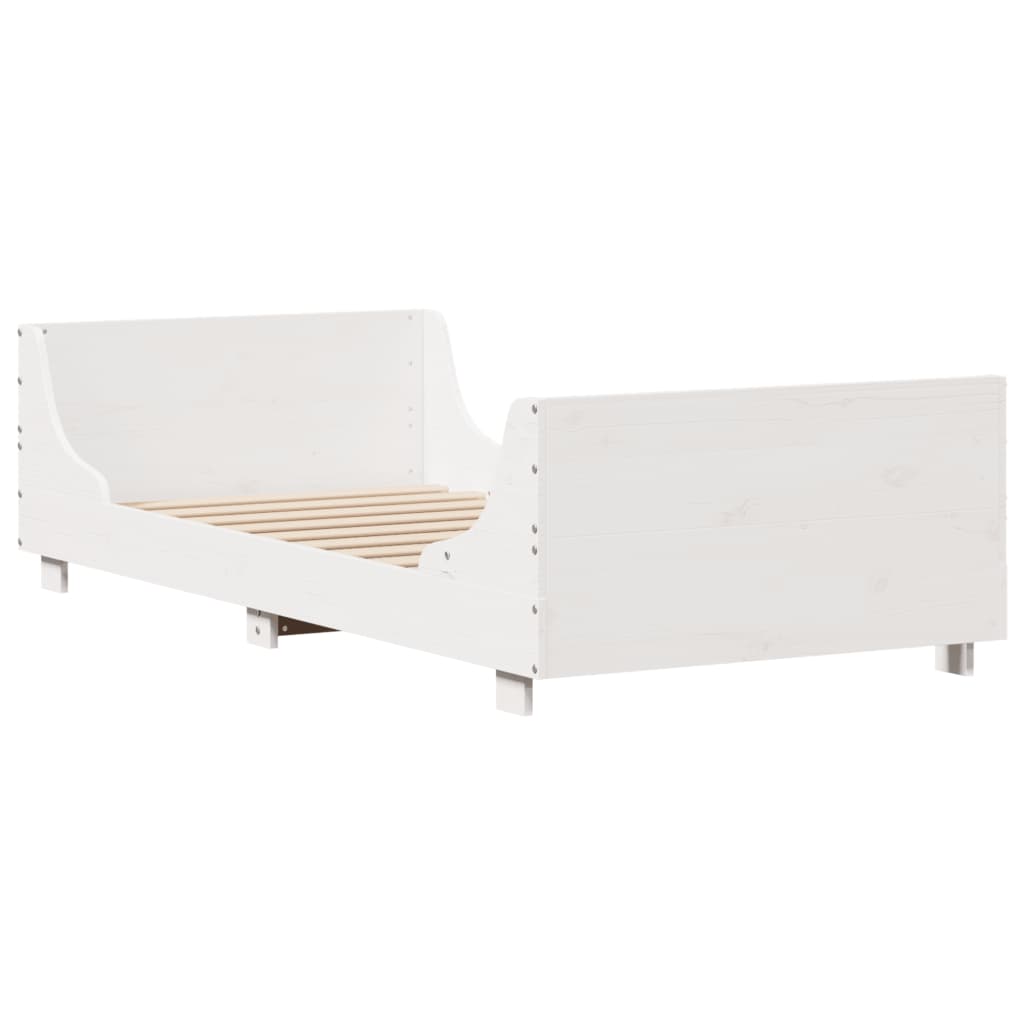 Cadre de lit sans matelas blanc 100x200 cm bois de pin massif - XIOS