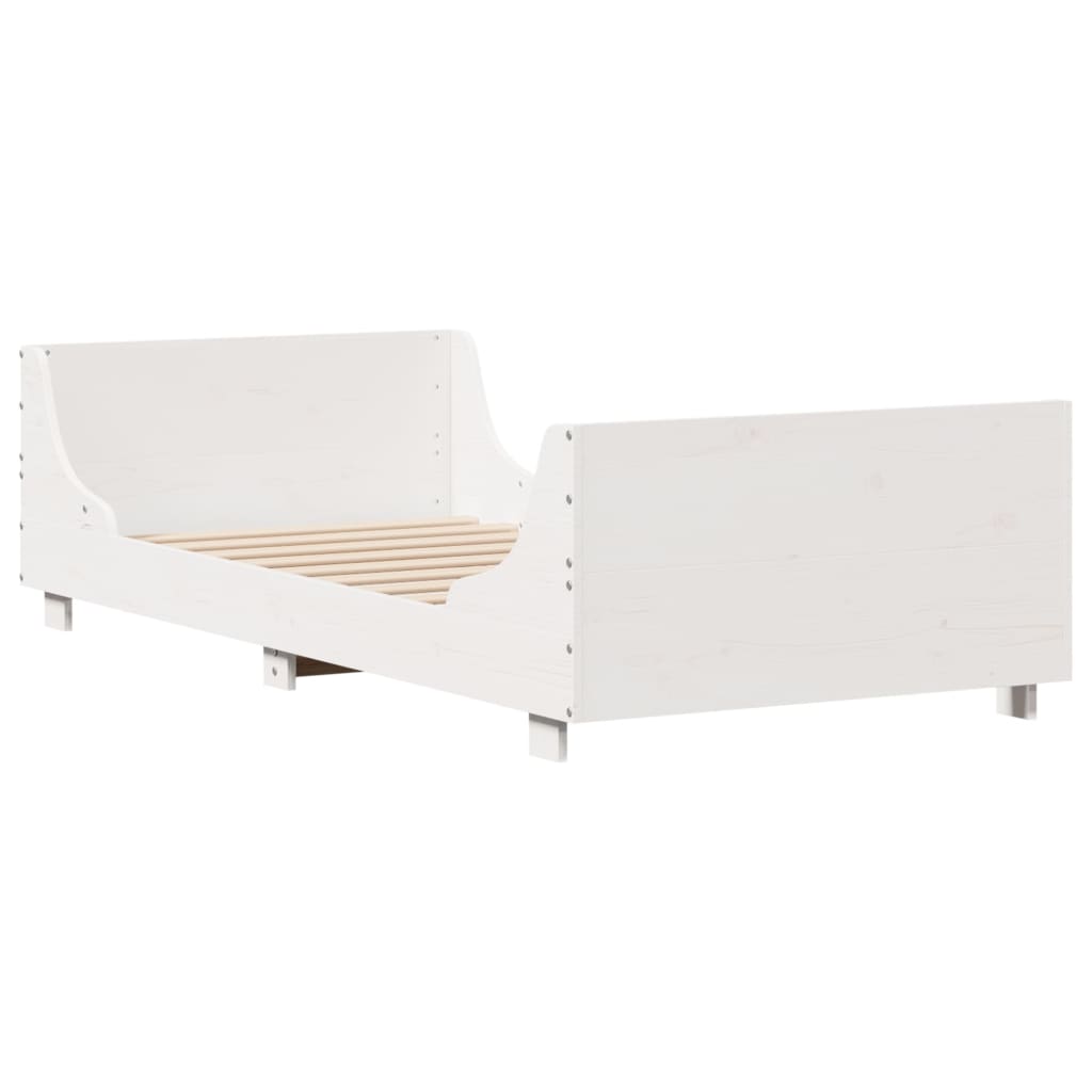Cadre de lit sans matelas blanc 90x200 cm bois de pin massif - XIOS
