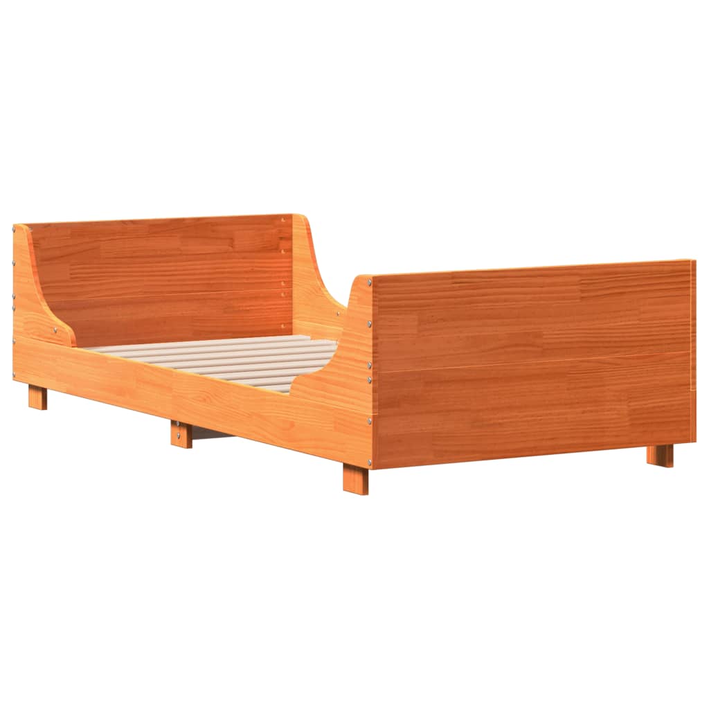 Cadre de lit sans matelas cire marron 90x200 cm bois pin massif - XIOS