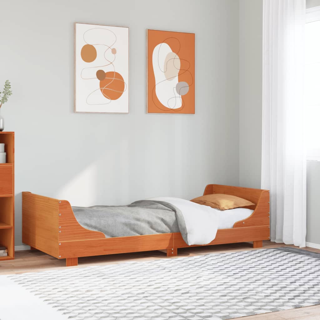 Cadre de lit sans matelas cire marron 90x190 cm bois pin massif - XIOS
