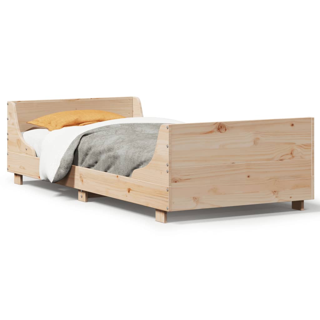 Cadre de lit sans matelas 75x190 cm bois de pin massif - XIOS