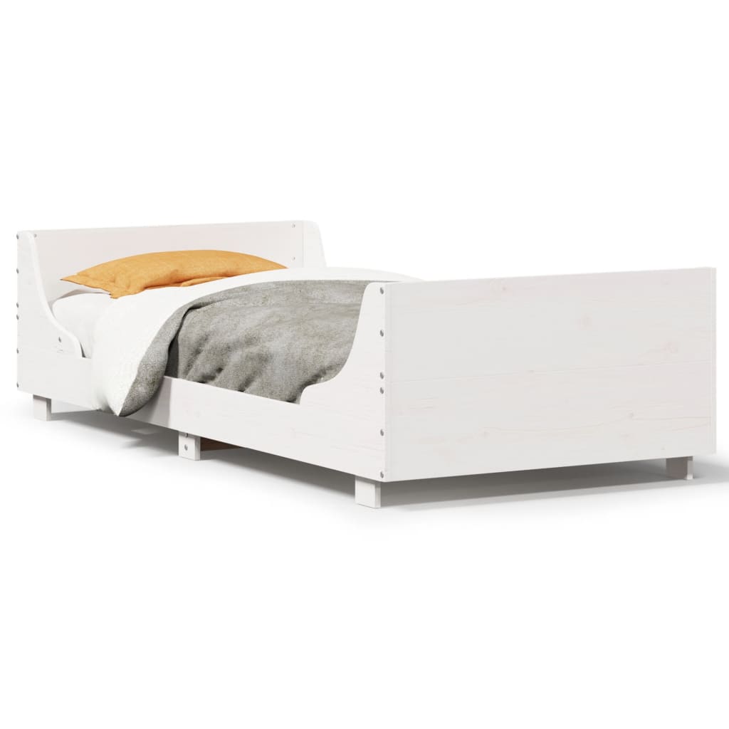Cadre de lit sans matelas blanc 75x190 cm bois de pin massif - XIOS