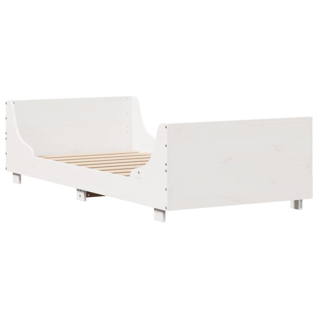 Cadre de lit sans matelas blanc 75x190 cm bois de pin massif - XIOS
