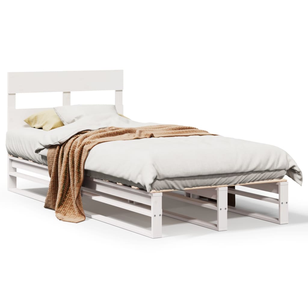 Cadre de lit sans matelas blanc 90x200 cm bois de pin massif - XIOS