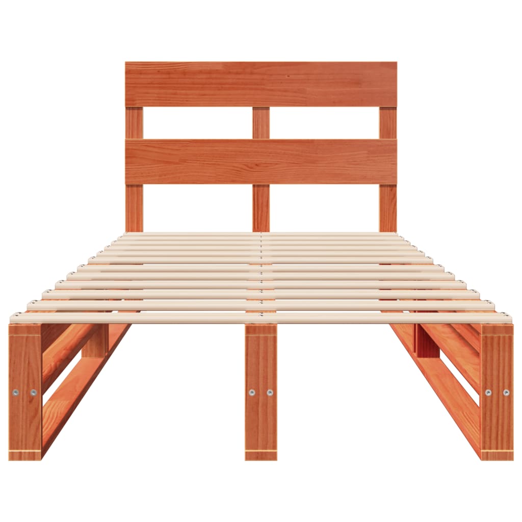Cadre de lit sans matelas cire marron 90x200 cm bois pin massif - XIOS