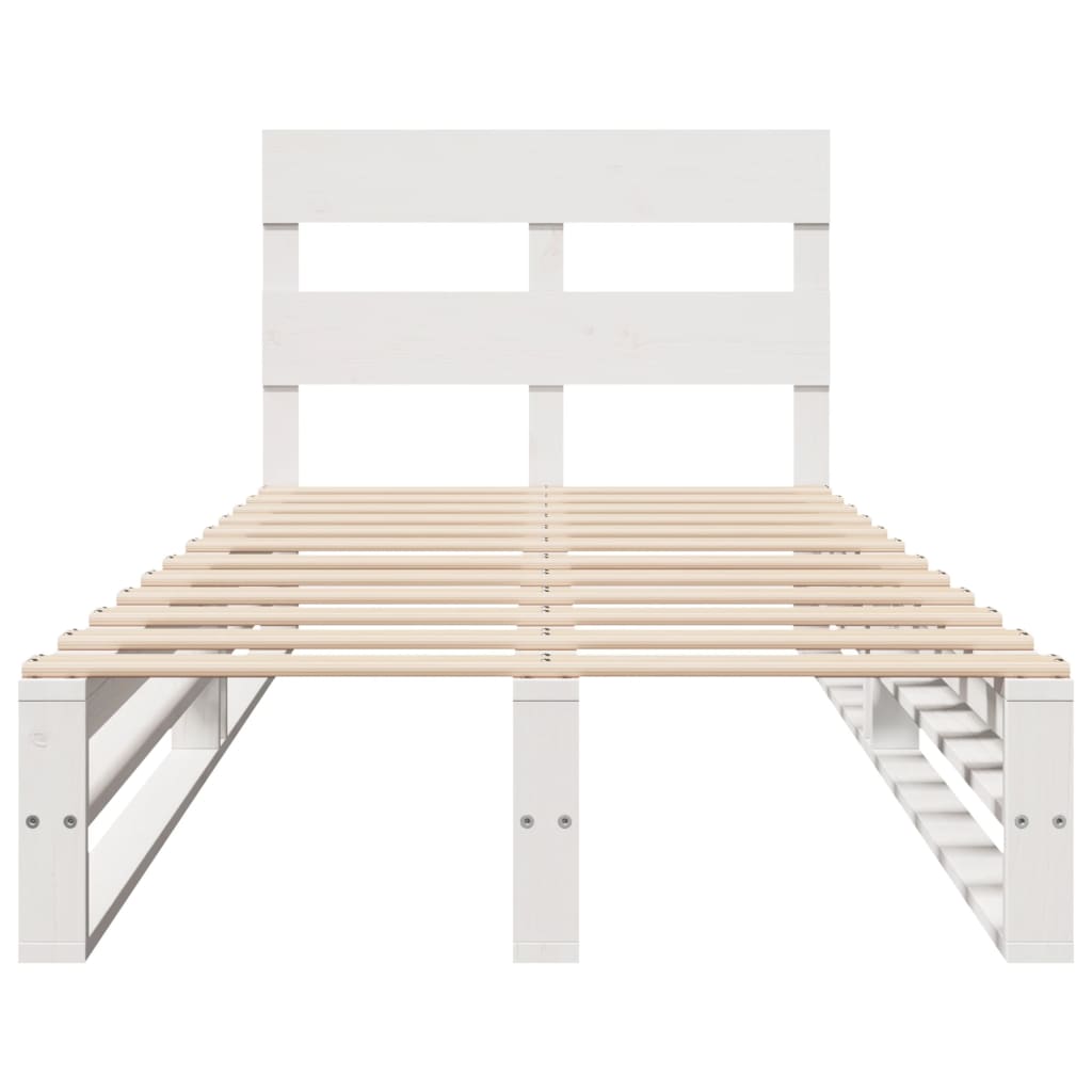 Cadre de lit sans matelas blanc 100x200 cm bois de pin massif - XIOS