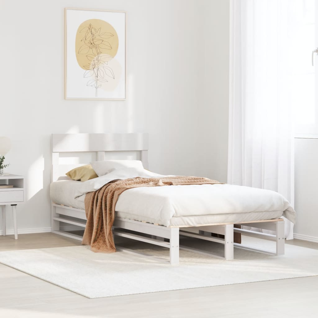 Cadre de lit sans matelas blanc 100x200 cm bois de pin massif - XIOS