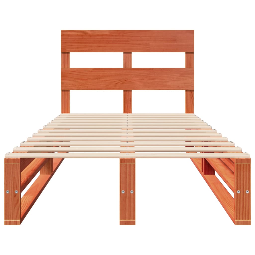 Cadre de lit sans matelas cire marron 100x200cm bois pin massif - XIOS
