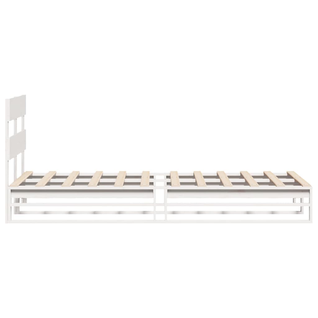 Cadre de lit sans matelas blanc 75x190 cm bois de pin massif - XIOS