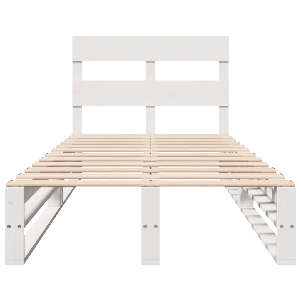 Cadre de lit sans matelas blanc 90x190 cm bois de pin massif - XIOS
