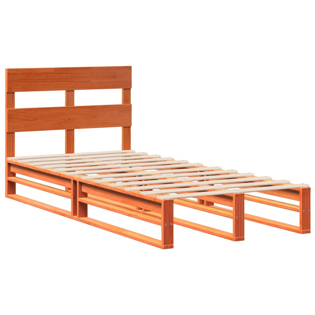 Cadre de lit sans matelas cire marron 90x190 cm bois pin massif - XIOS