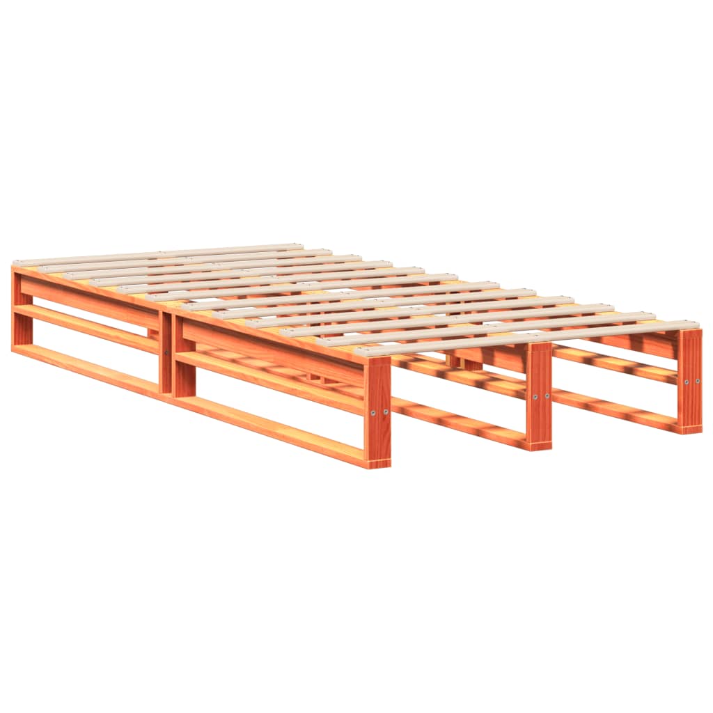 Cadre de lit sans matelas cire marron 90x190 cm bois pin massif - XIOS