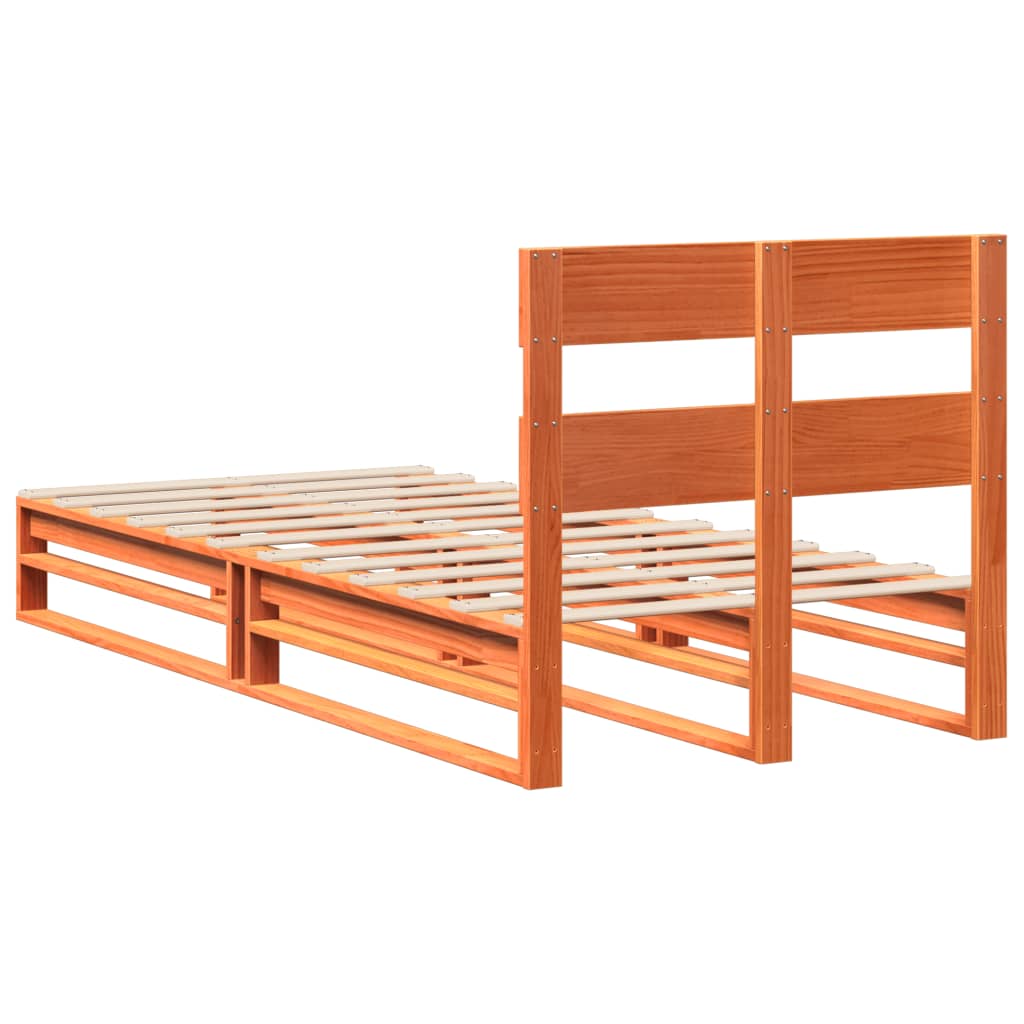 Cadre de lit sans matelas cire marron 90x190 cm bois pin massif - XIOS