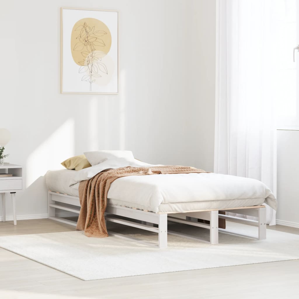 Cadre de lit sans matelas blanc 90x200 cm bois de pin massif - XIOS