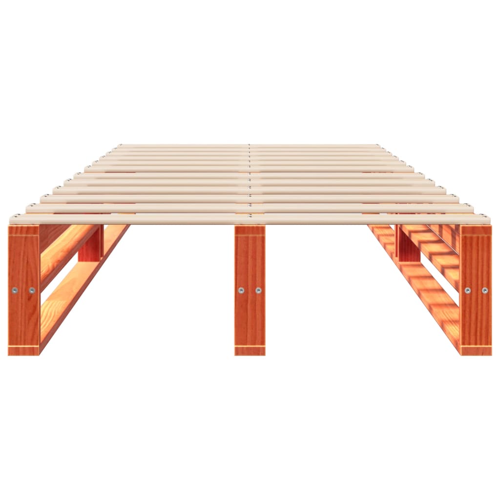 Cadre de lit sans matelas cire marron 90x200 cm bois pin massif - XIOS