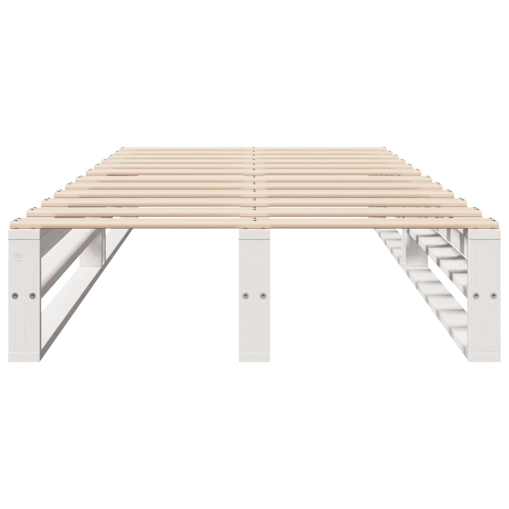 Cadre de lit sans matelas blanc 100x200 cm bois de pin massif - XIOS