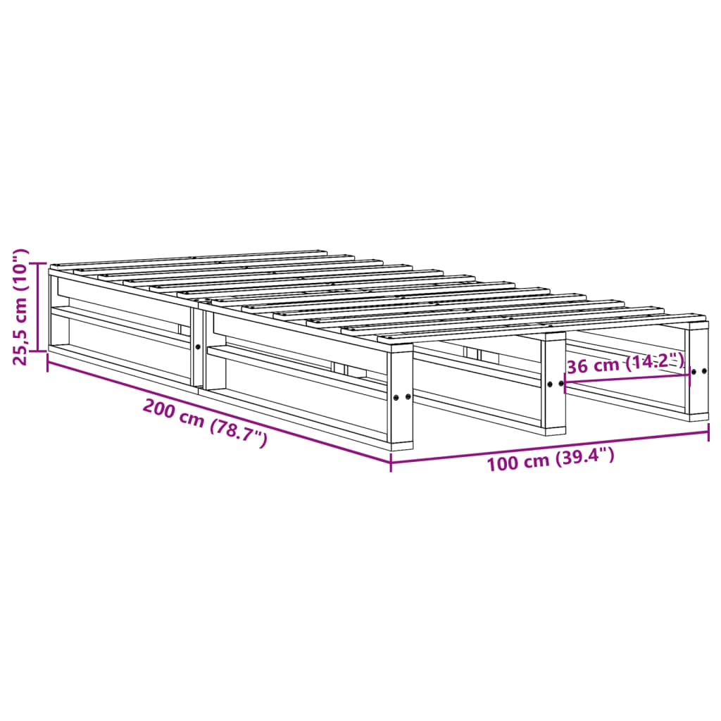 Cadre de lit sans matelas blanc 100x200 cm bois de pin massif - XIOS