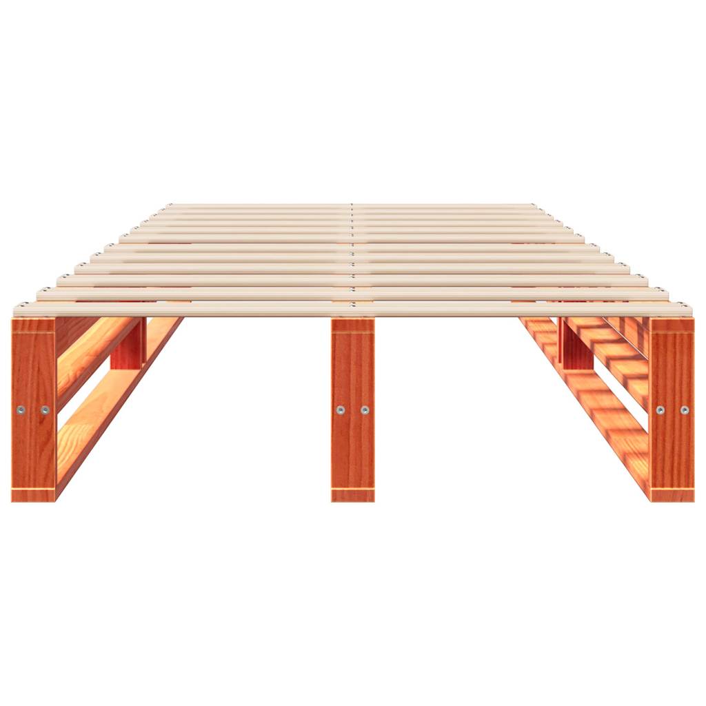 Cadre de lit sans matelas cire marron 100x200cm bois pin massif - XIOS