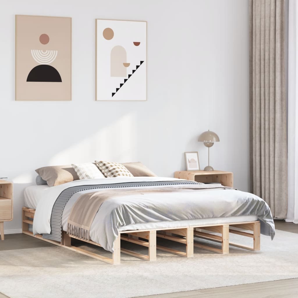 Cadre de lit sans matelas 140x200 cm bois massif de pin - XIOS
