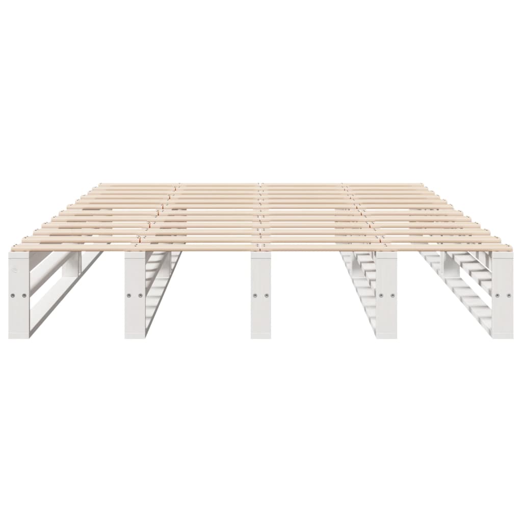 Cadre de lit sans matelas blanc 140x200 cm bois de pin massif - XIOS