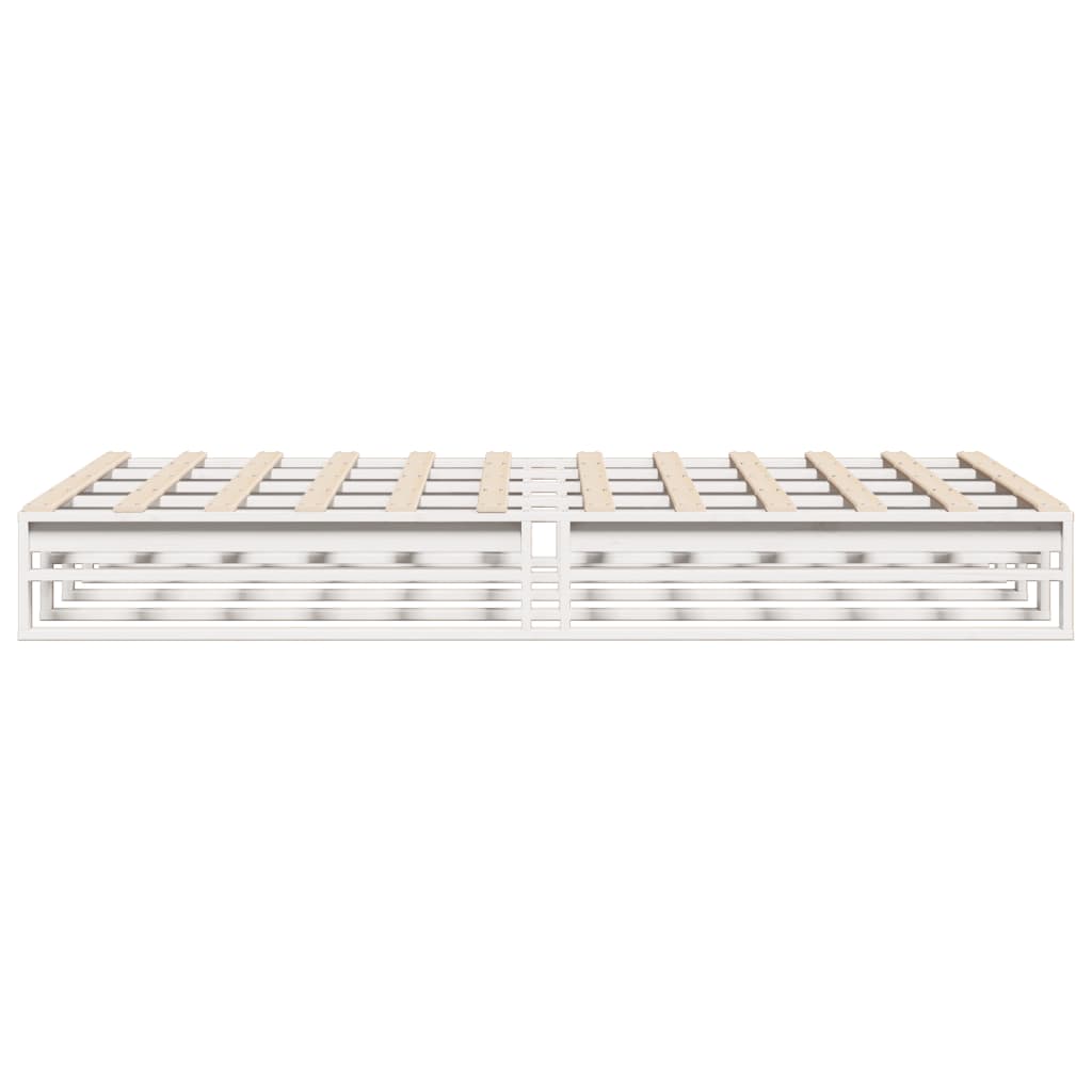 Cadre de lit sans matelas blanc 140x200 cm bois de pin massif - XIOS