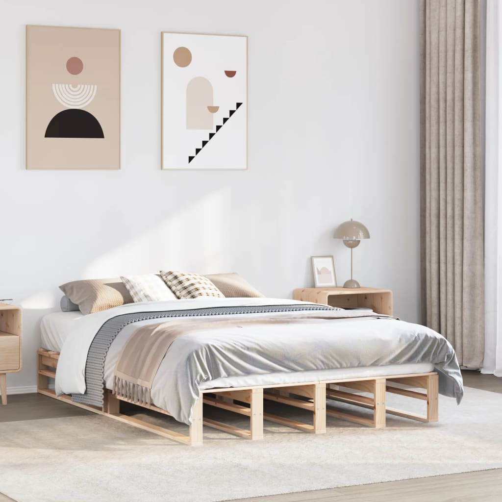 Cadre de lit sans matelas 160x200 cm bois massif de pin - XIOS