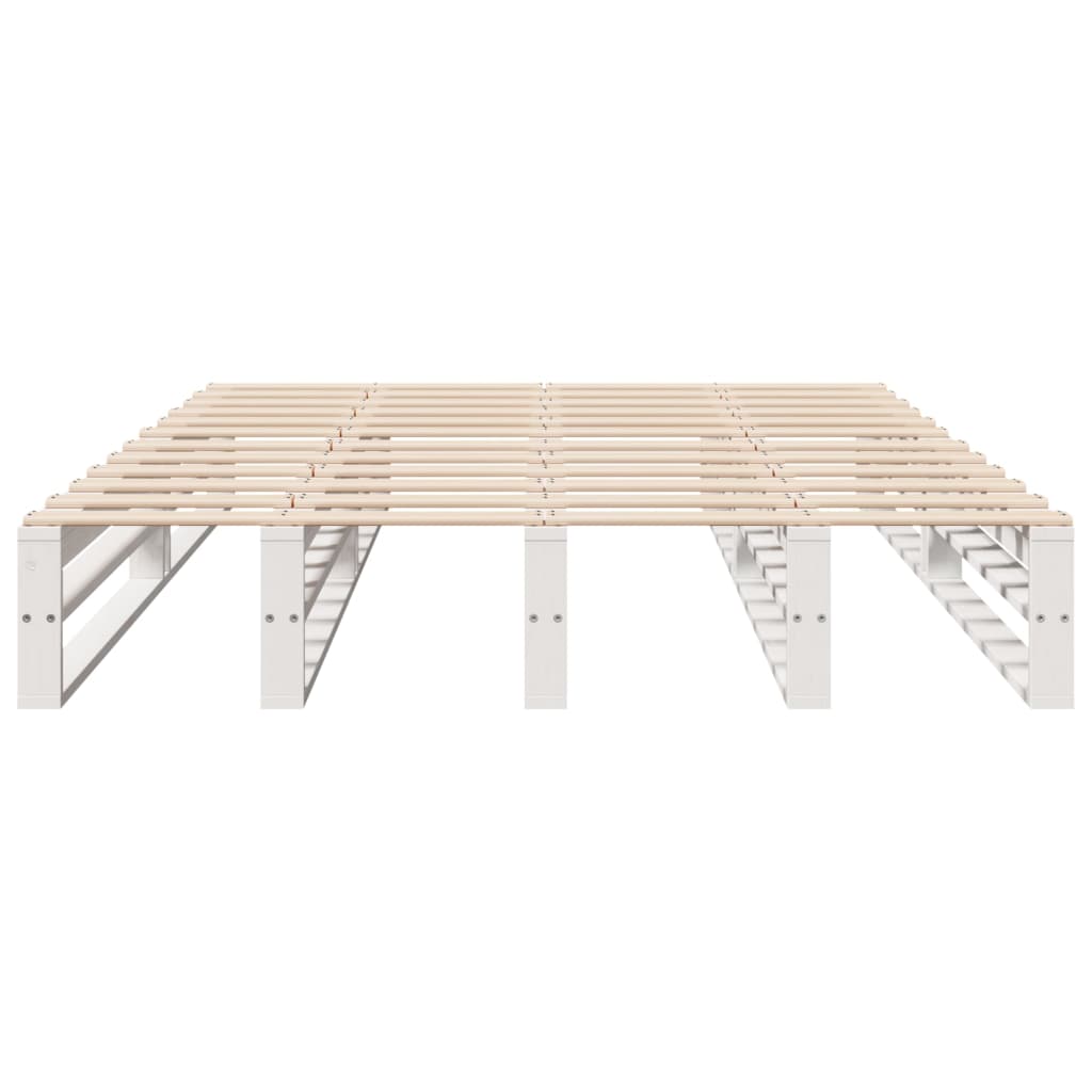 Cadre de lit sans matelas blanc 160x200 cm bois de pin massif - XIOS