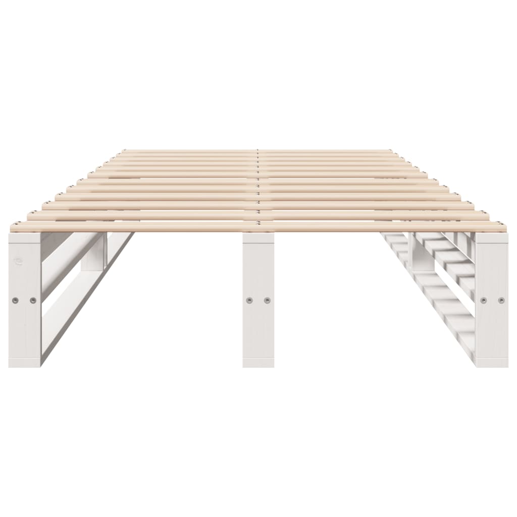 Cadre de lit sans matelas blanc 90x190 cm bois de pin massif - XIOS