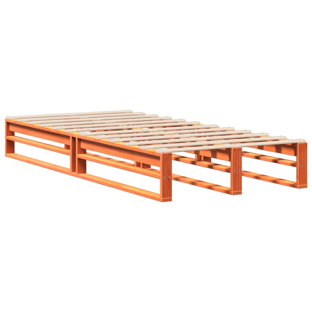Cadre de lit sans matelas cire marron 90x190 cm bois pin massif - XIOS