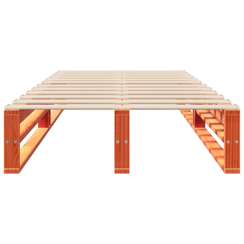 Cadre de lit sans matelas cire marron 90x190 cm bois pin massif - XIOS