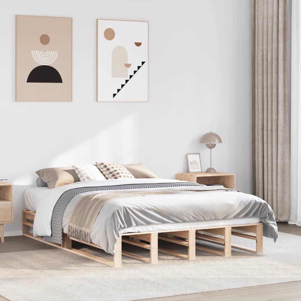 Cadre de lit sans matelas 140x190 cm bois de pin massif - XIOS