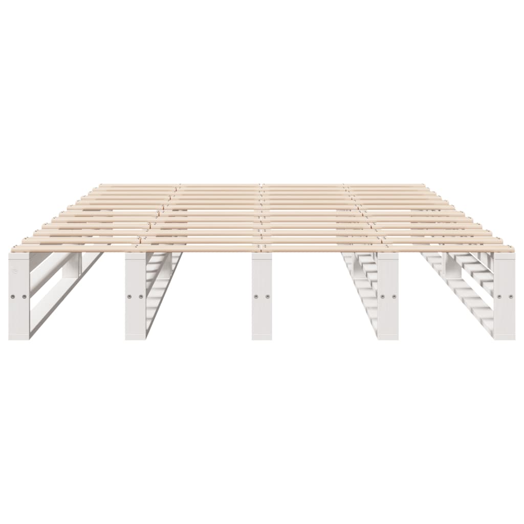 Cadre de lit sans matelas blanc 140x190 cm bois de pin massif - XIOS