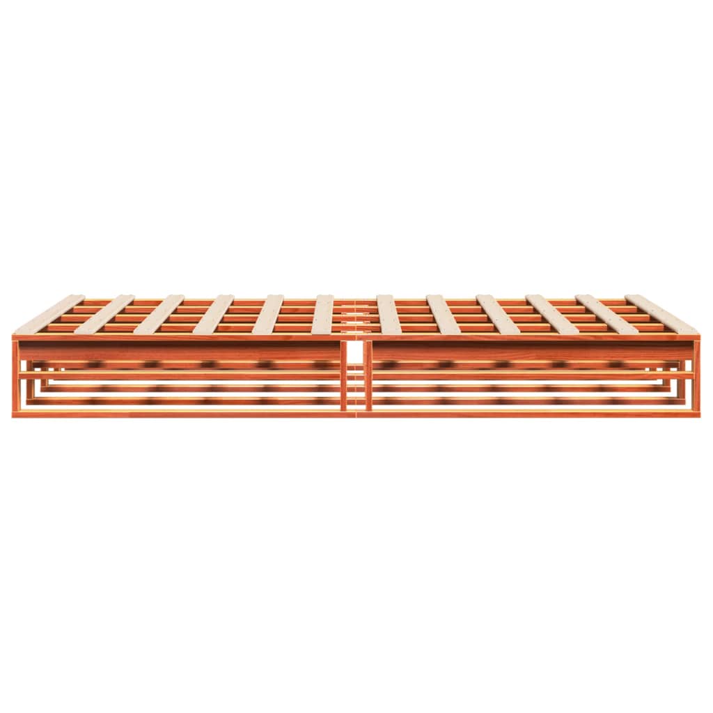 Cadre de lit sans matelas cire marron 140x190cm bois pin massif - XIOS