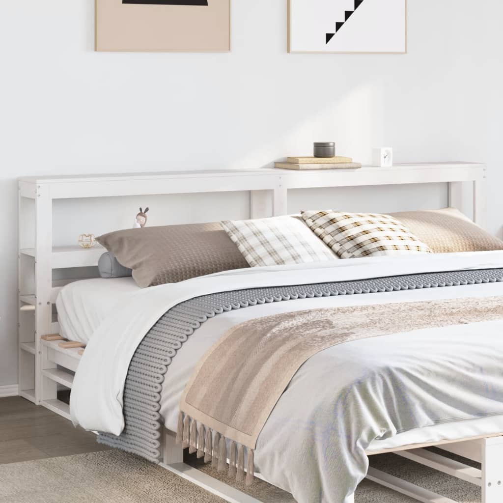 Tête de lit avec étagères blanc 180 cm bois massif de pin - XIOS
