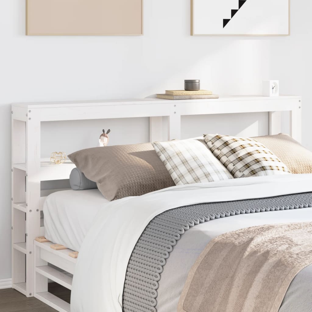 Tête de lit avec étagères blanc 120 cm bois massif de pin - XIOS