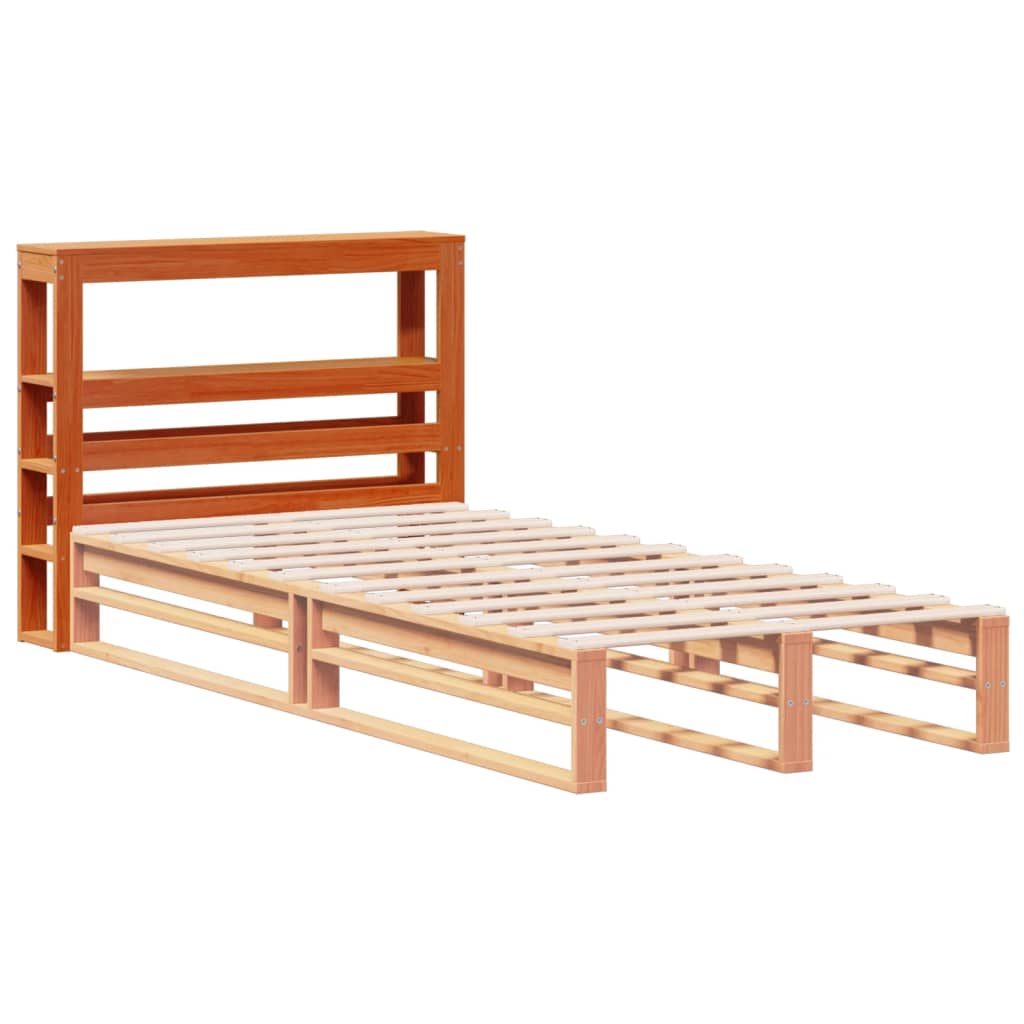 Tête de lit avec étagères marron cire 100 cm bois massif de pin - XIOS