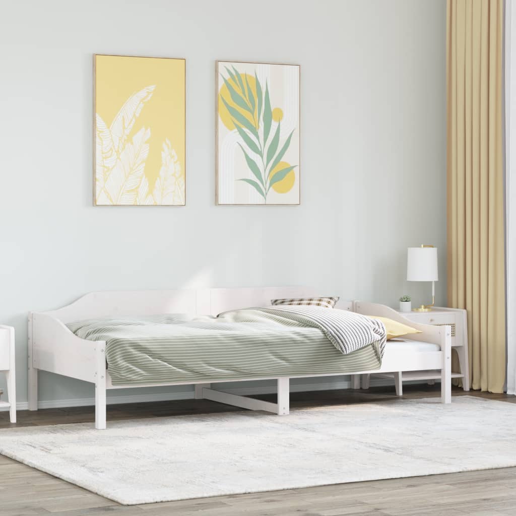 Cadre de lit sans matelas blanc 80x200 cm bois massif de pin - XIOS