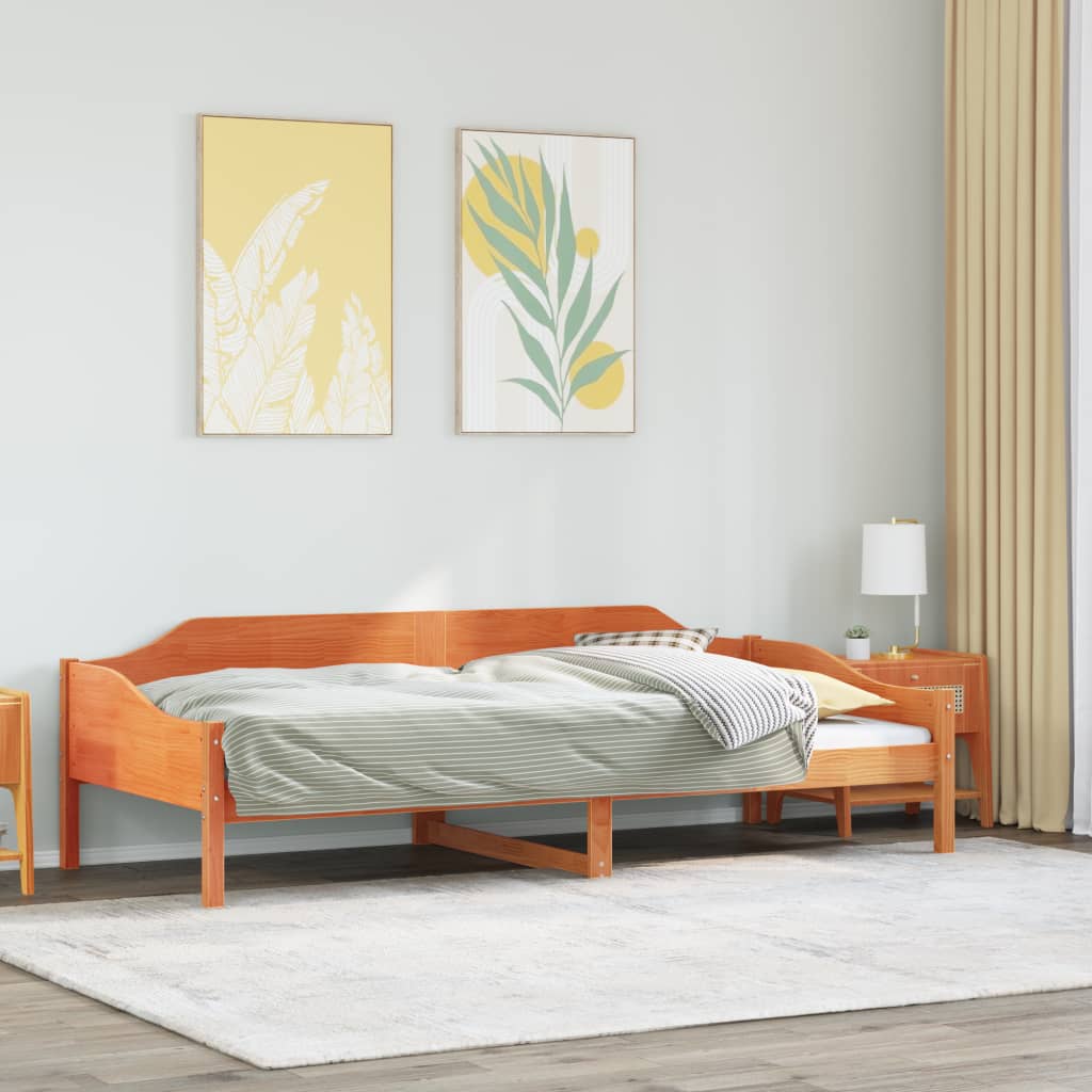 Cadre de lit sans matelas cire marron 80x200 cm bois pin massif - XIOS