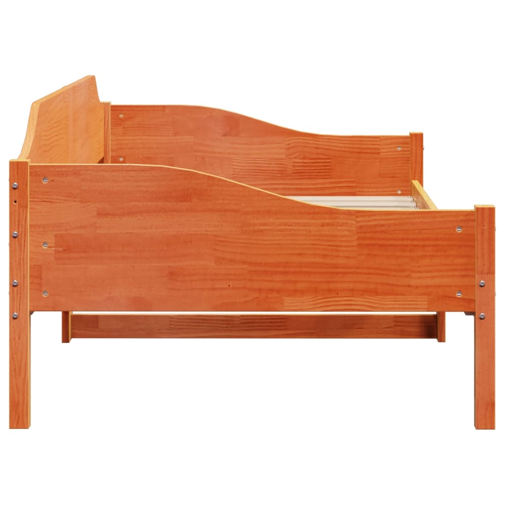Cadre de lit sans matelas cire marron 90x190 cm bois pin massif - XIOS