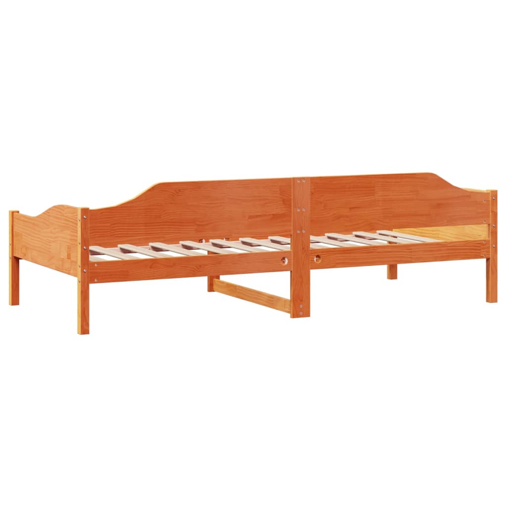 Cadre de lit sans matelas cire marron 90x190 cm bois pin massif - XIOS