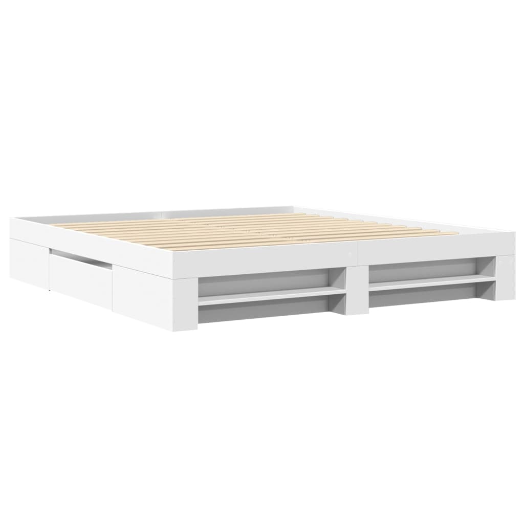 Cadre de lit sans matelas blanc 200x200 cm bois d'ingénierie - XIOS