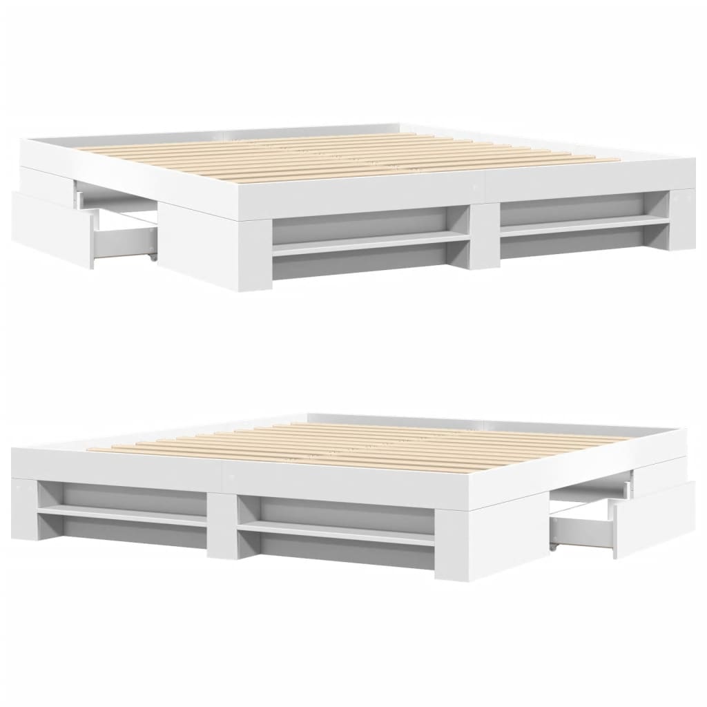 Cadre de lit sans matelas blanc 200x200 cm bois d'ingénierie - XIOS