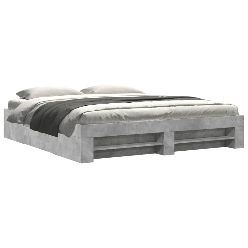 Cadre de lit sans matelas gris béton 200x200 cm bois ingénierie