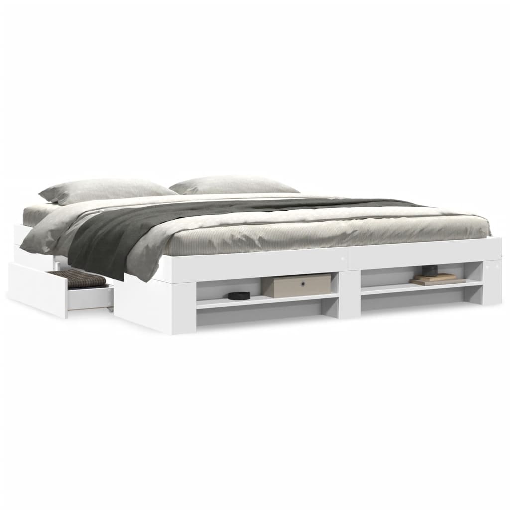Cadre de lit sans matelas blanc 180x200 cm bois d'ingénierie - XIOS