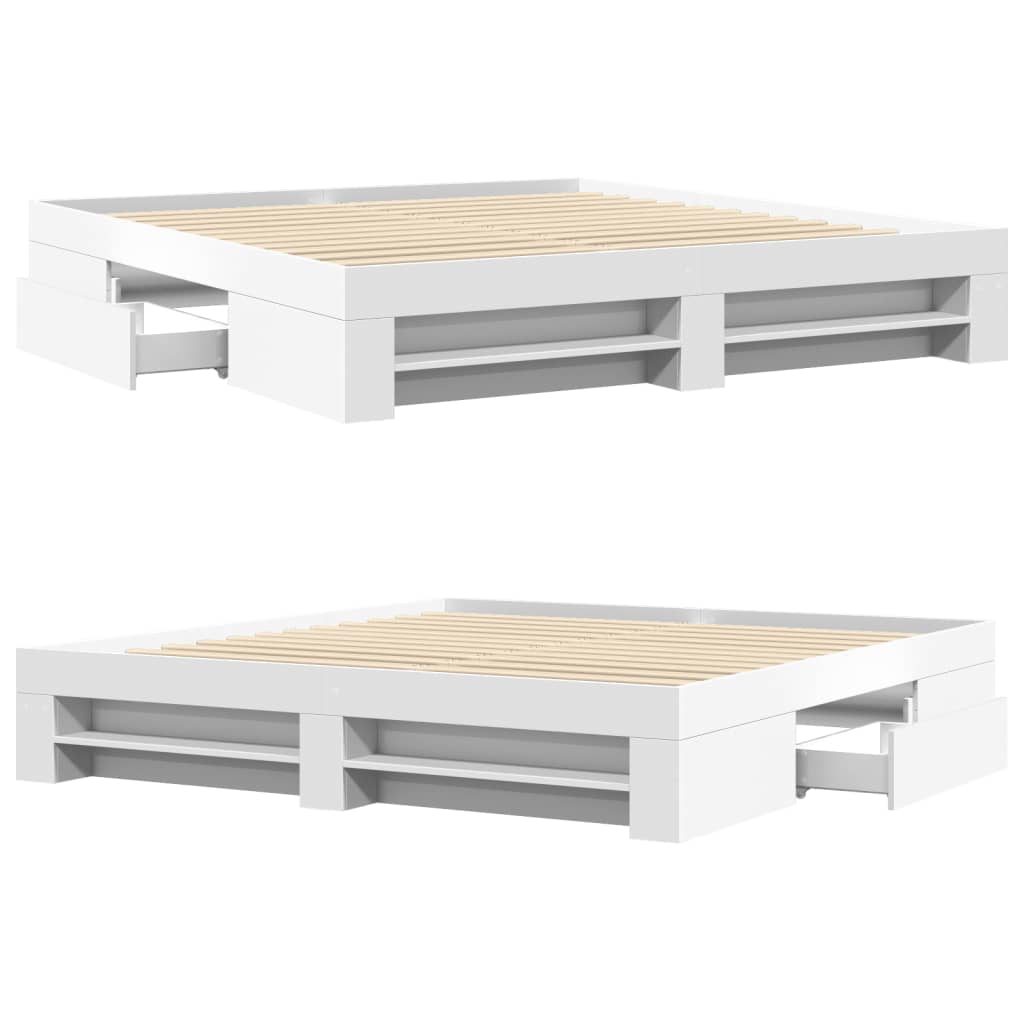 Cadre de lit sans matelas blanc 180x200 cm bois d'ingénierie - XIOS