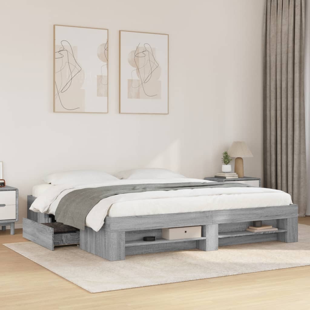 Cadre de lit sans matelas sonoma gris 180x200 cm - XIOS