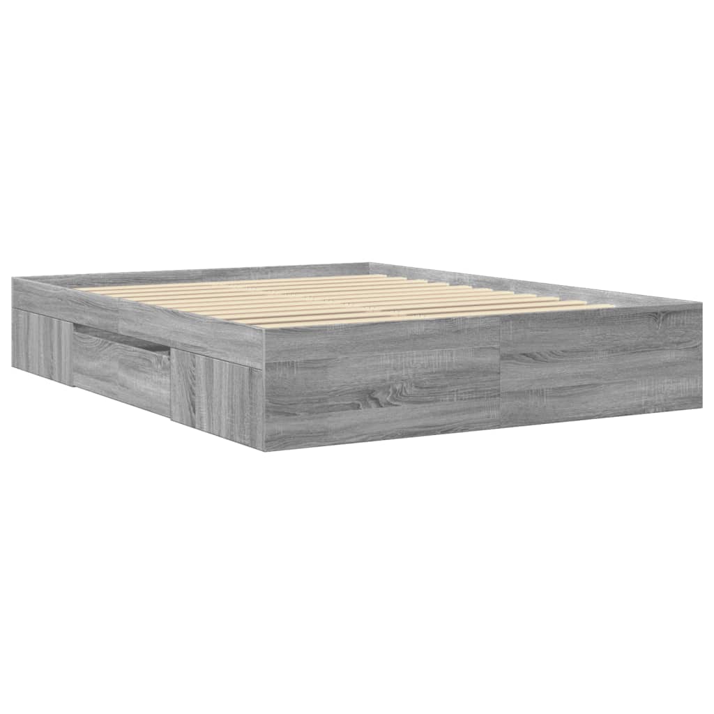 Cadre de lit sans matelas sonoma gris 160x200cm bois ingénierie - XIOS