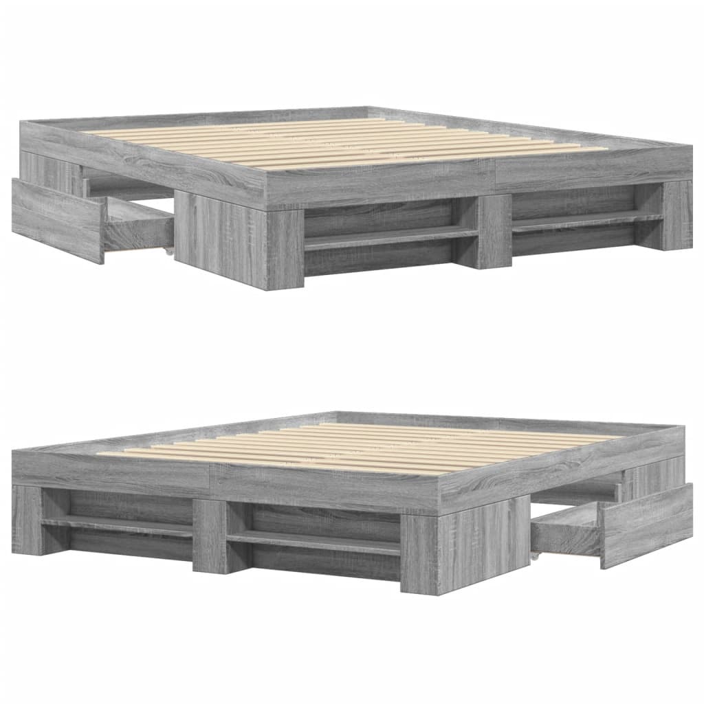 Cadre de lit sans matelas sonoma gris 160x200cm bois ingénierie - XIOS